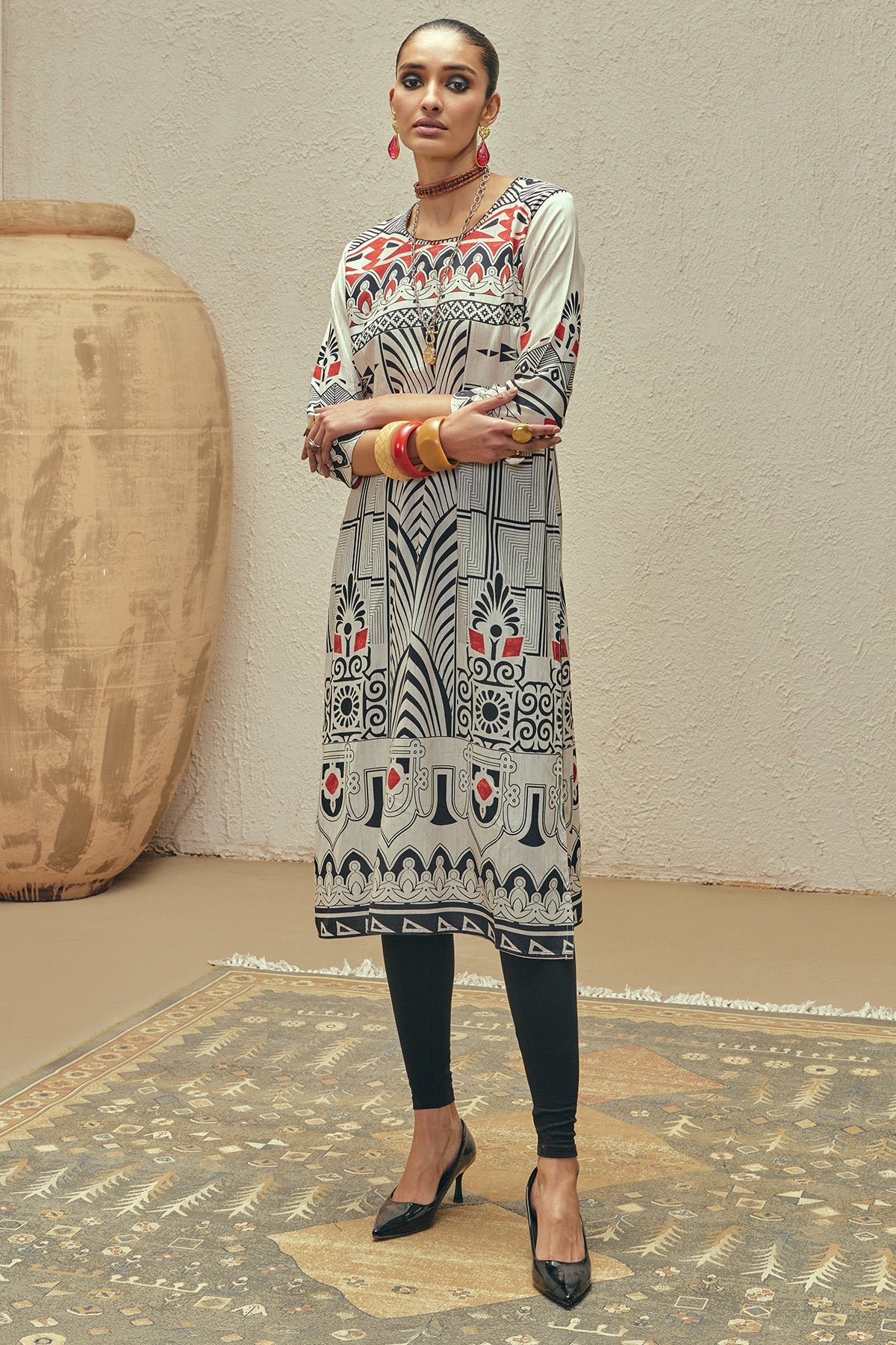 Cream Printed Kurta