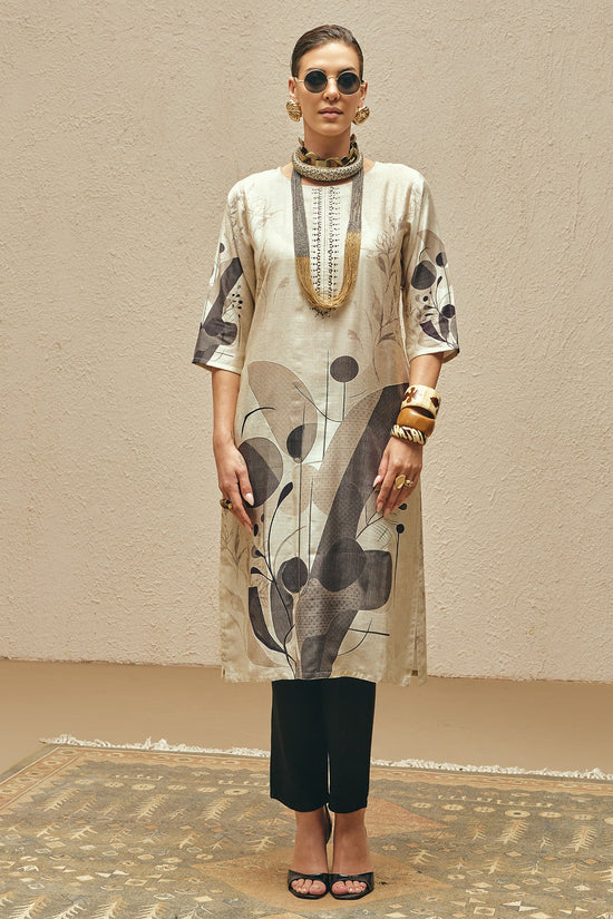 Cream Printed Kurta