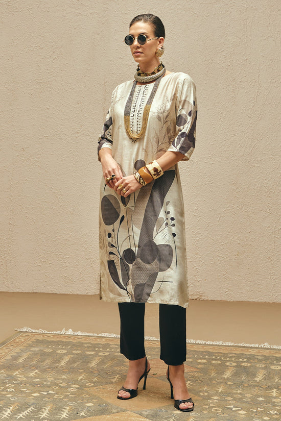 Cream Printed Kurta