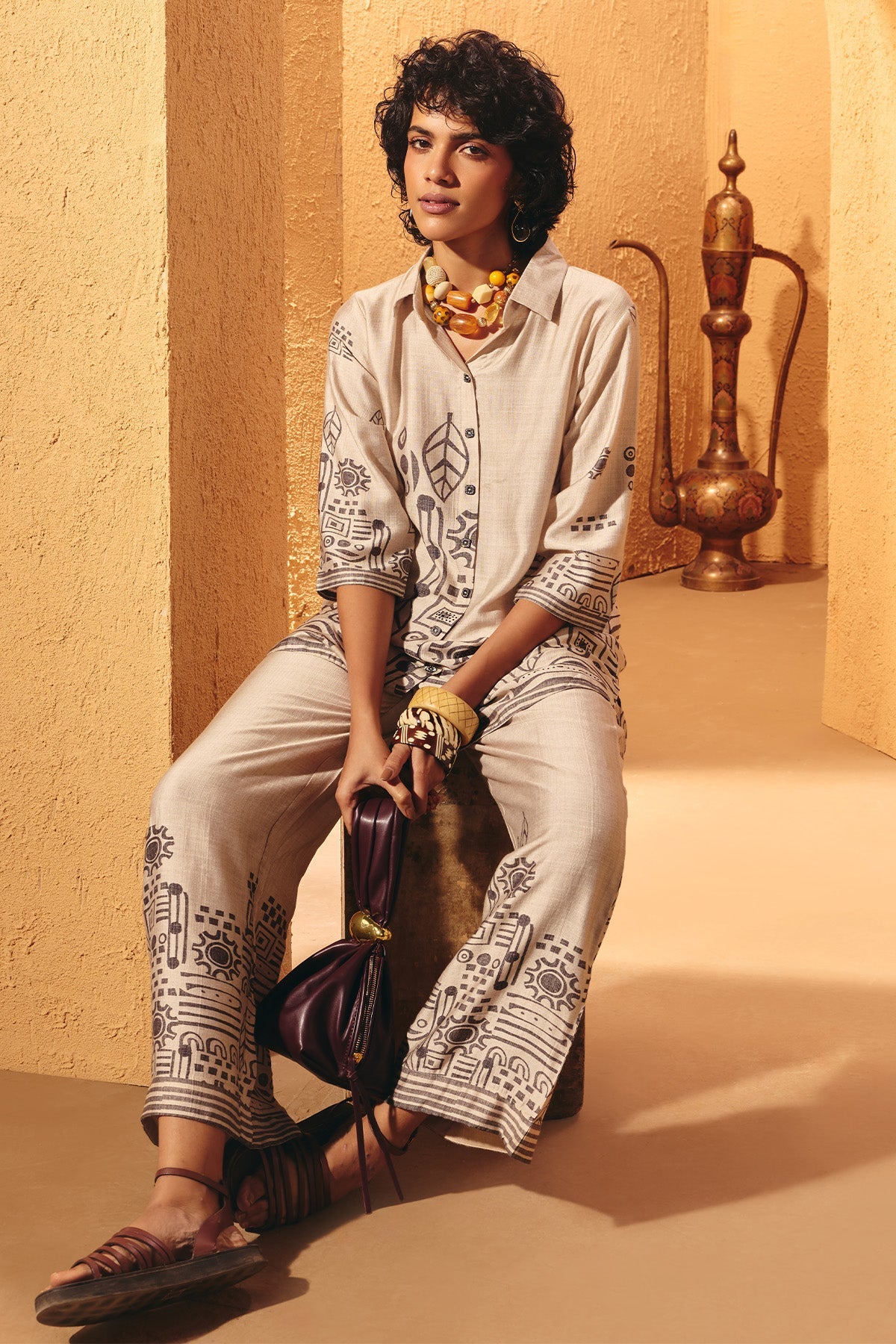 Cream Printed Co-Ord Set