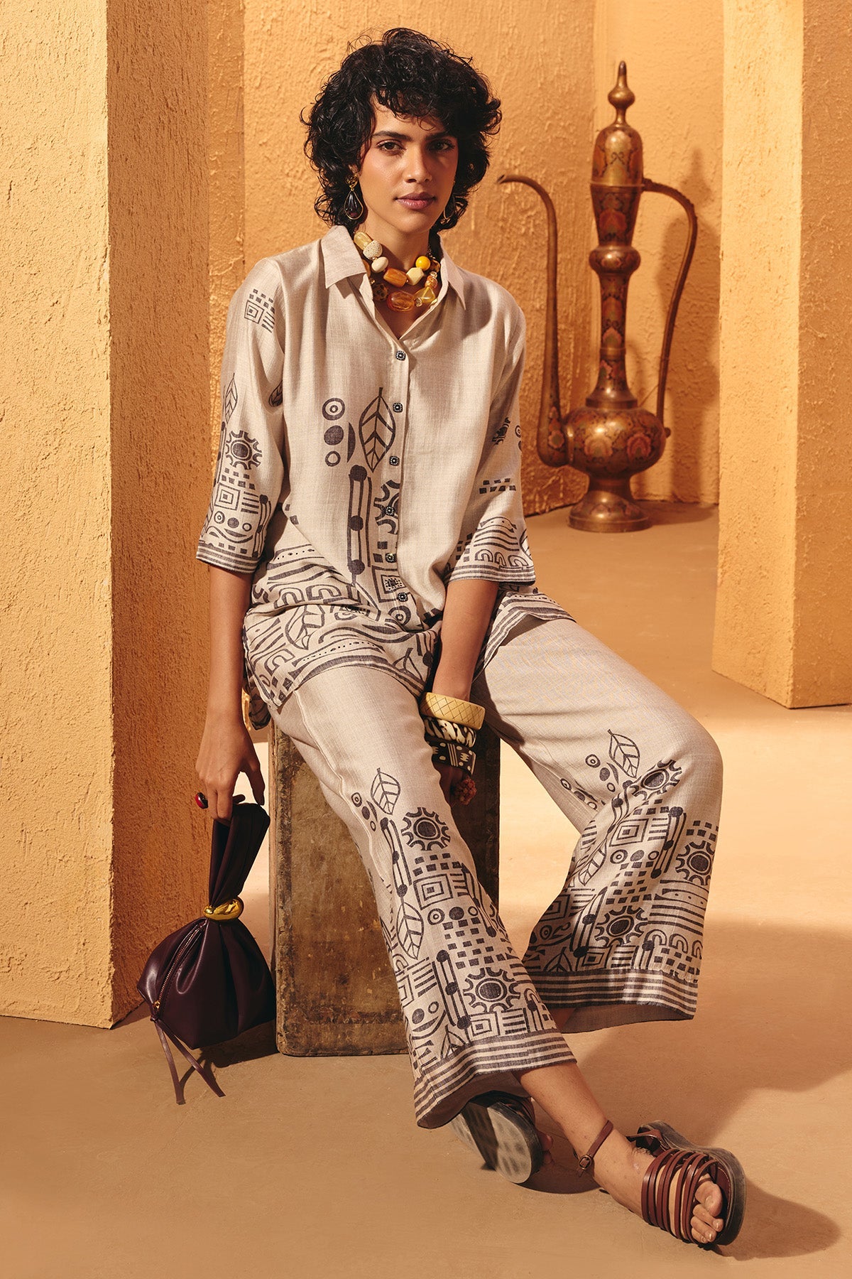 Cream Printed Co-Ord Set