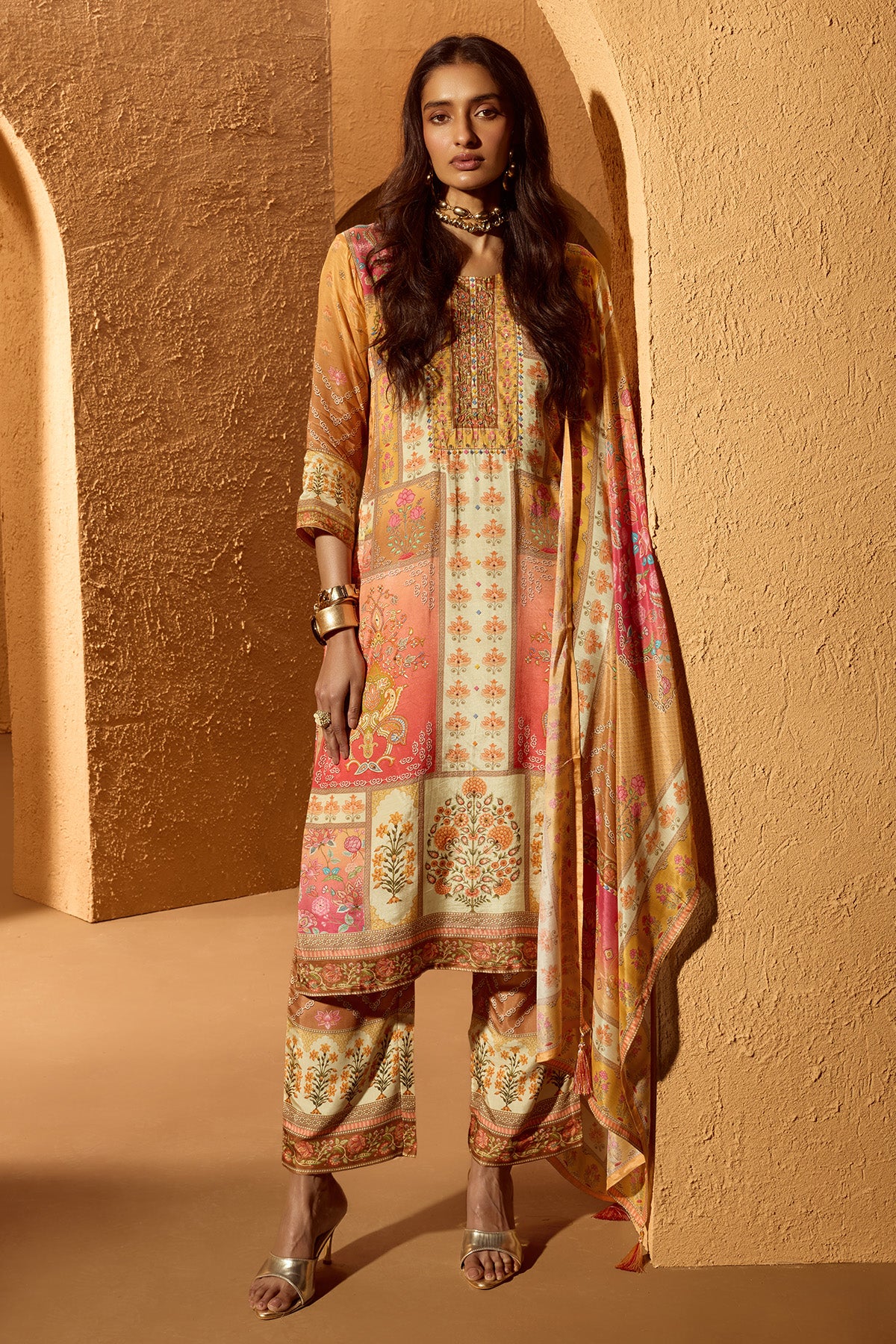 Multi Printed Kurta 3 Pcs Set