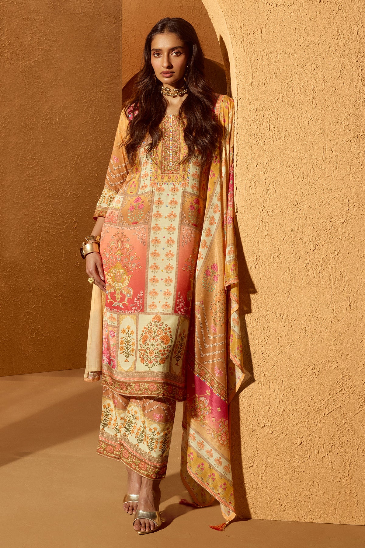 Multi Printed Kurta 3 Pcs Set