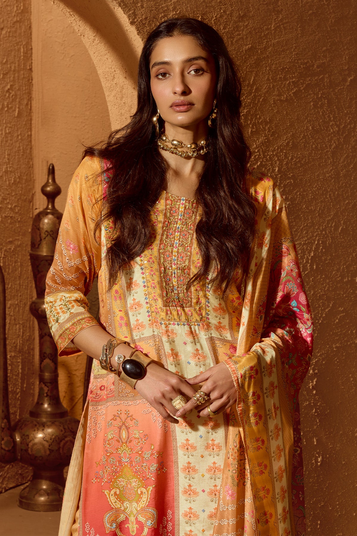 Multi Printed Kurta 3 Pcs Set