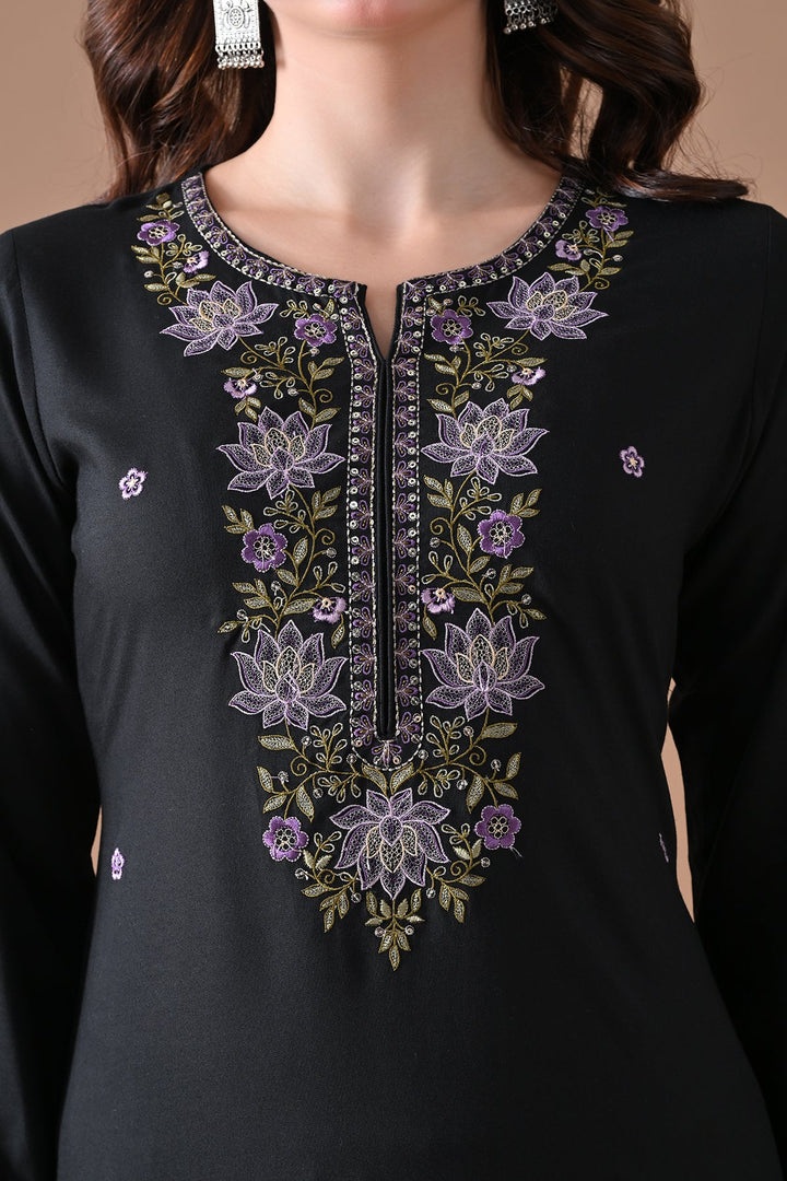 Black Embroidered Kurta Set (2 Piece)