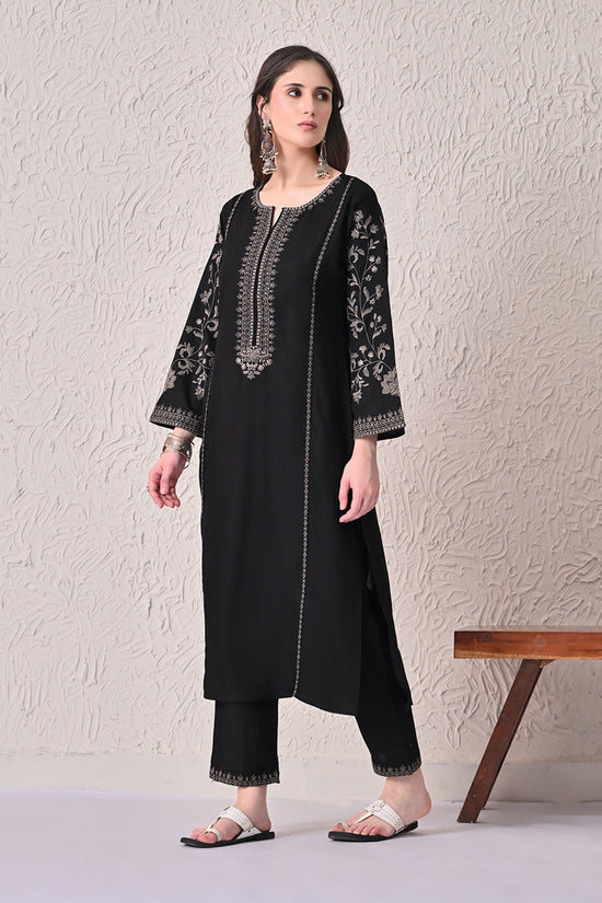 Black Embroidered Kurta 2 Pcs Set