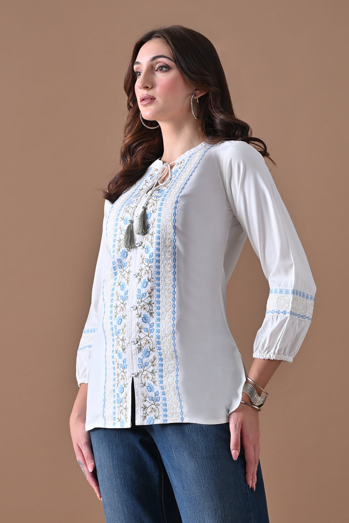 White Embroidered Top
