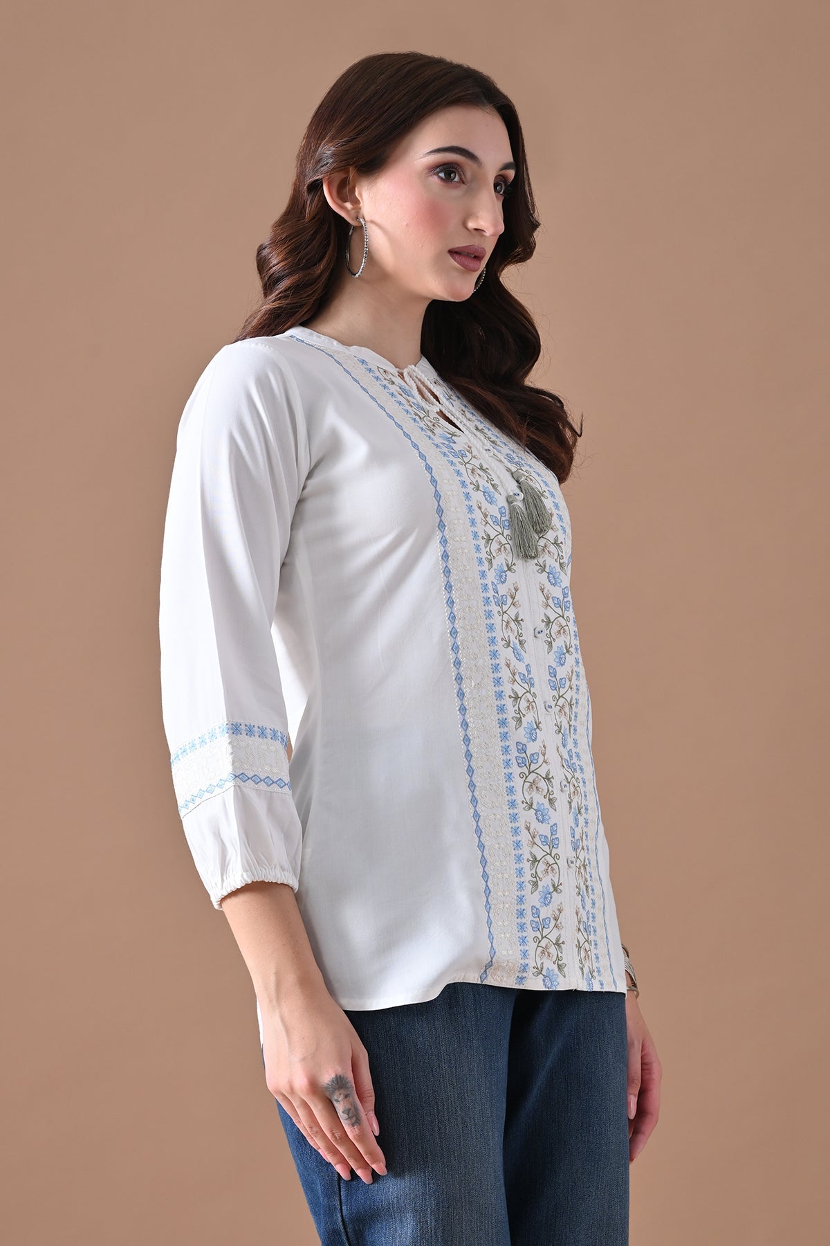 White Embroidered Top