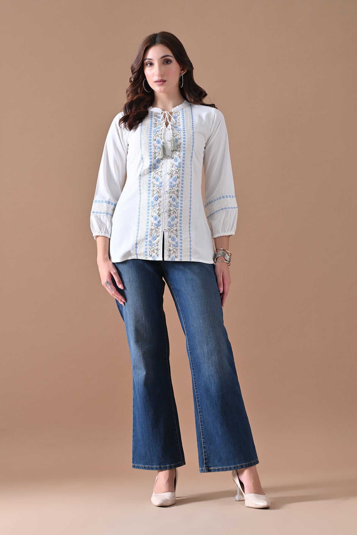 White Embroidered Top