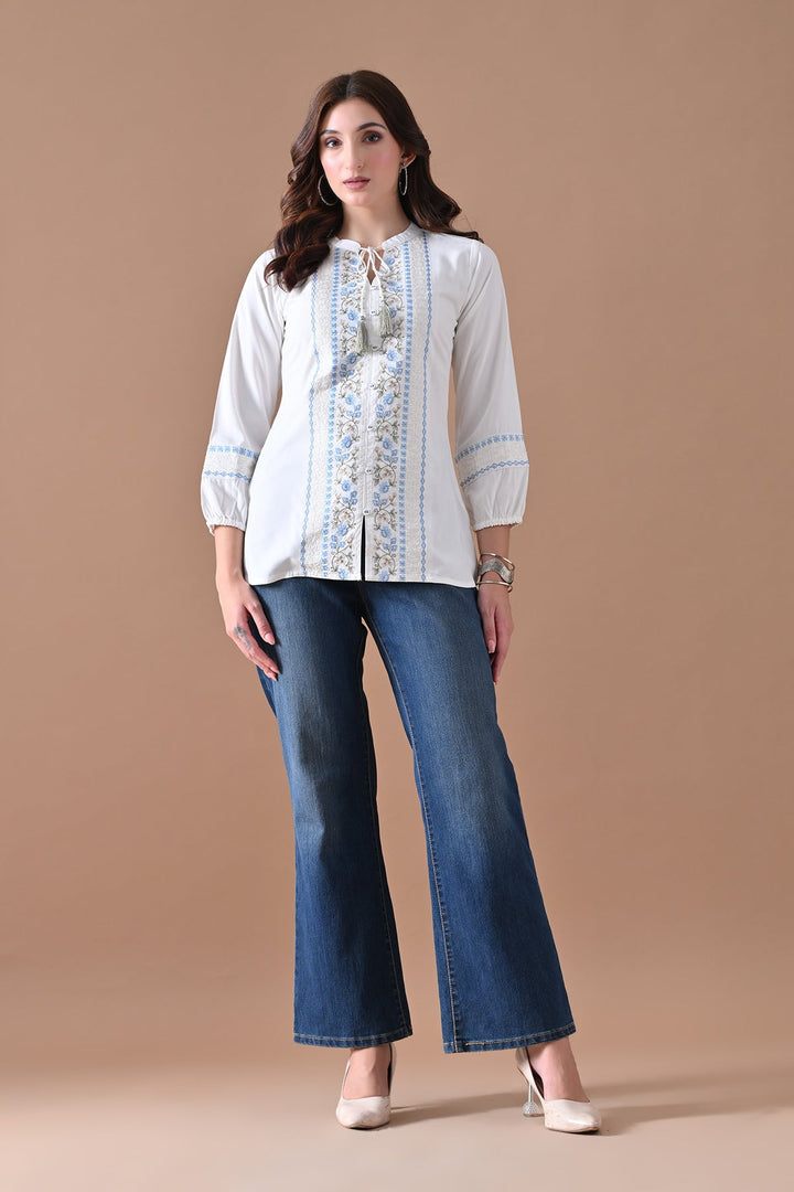 White Embroidered Top