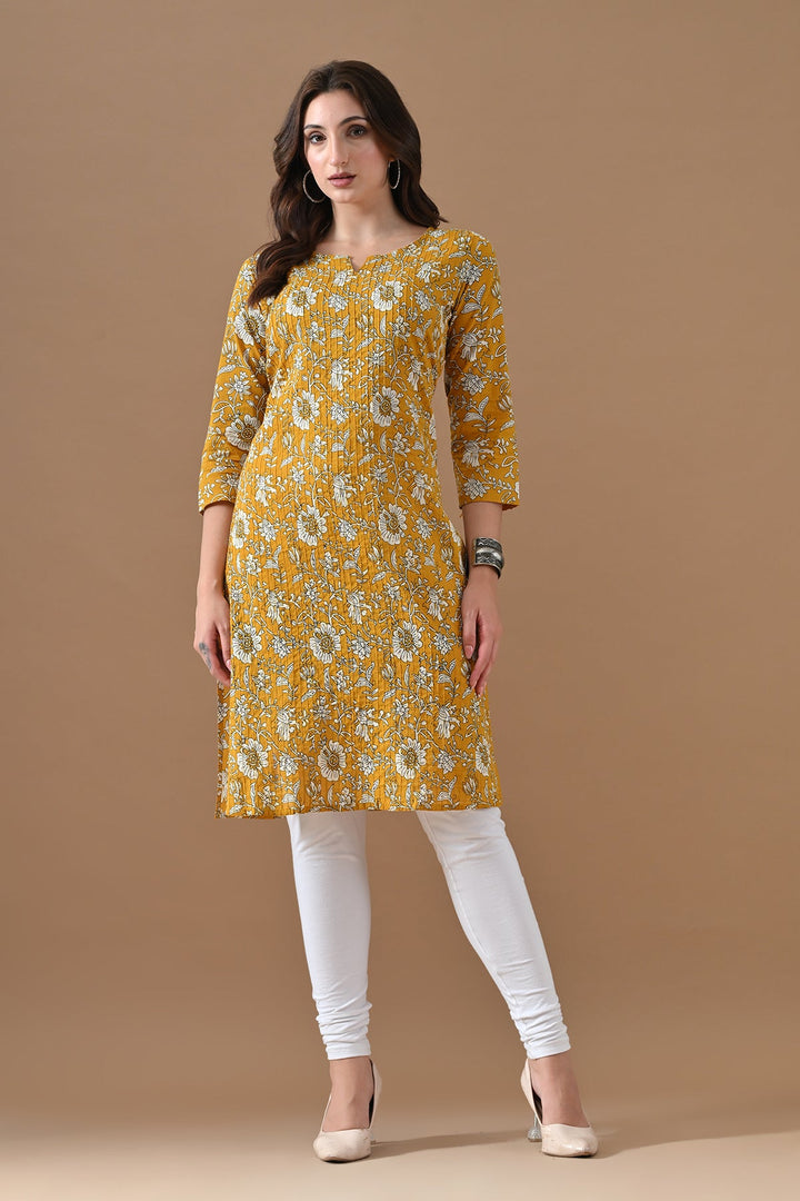Yellow Printed Kurta