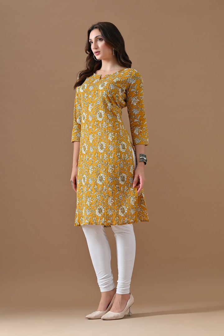 Yellow Printed Kurta