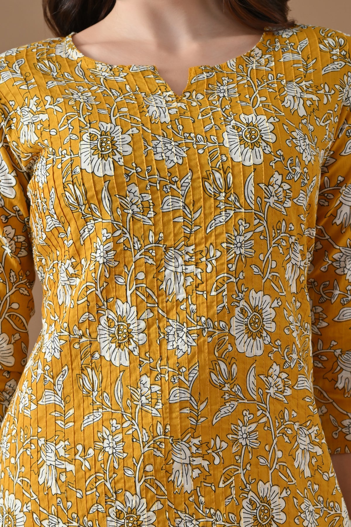 Yellow Printed Kurta