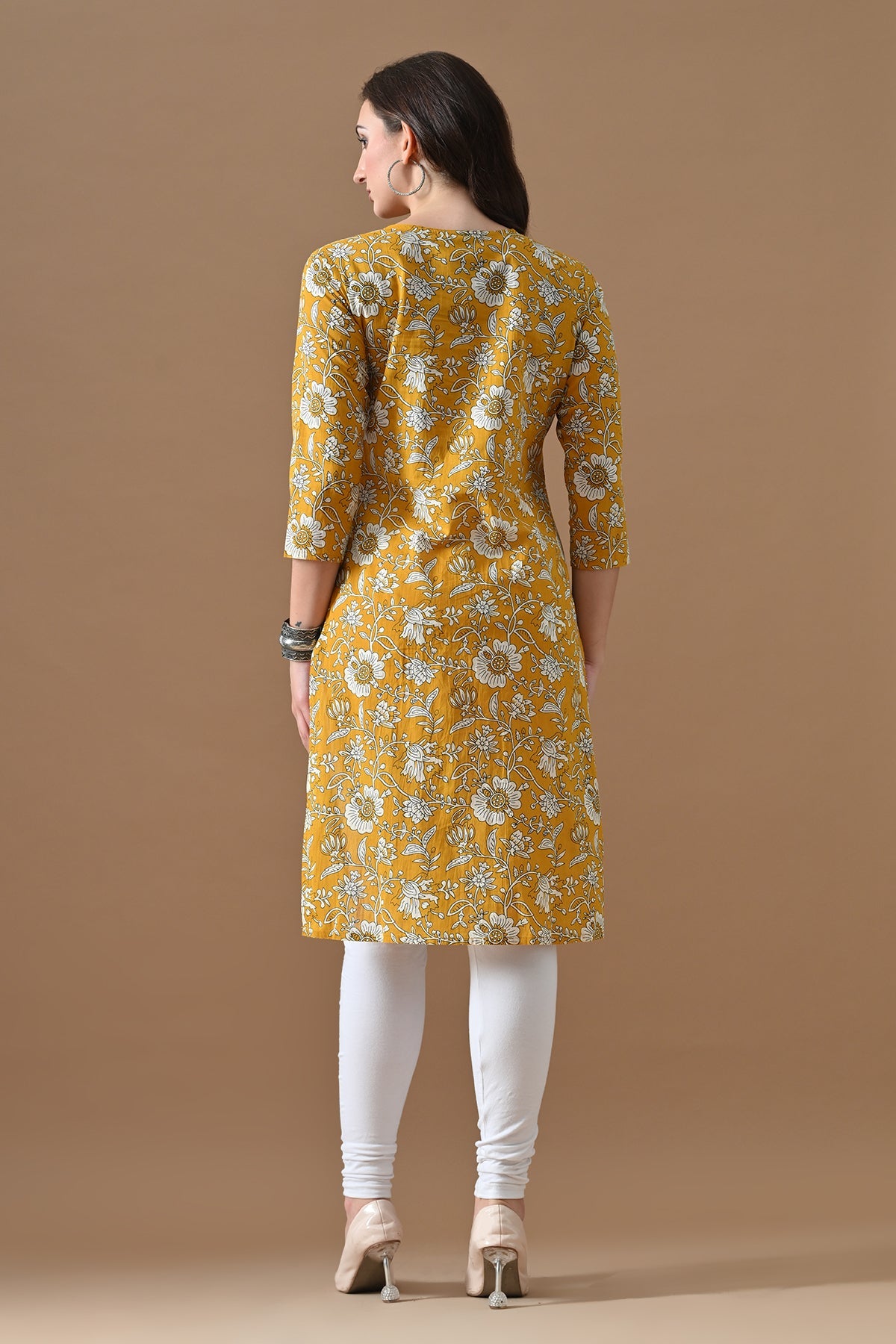 Yellow Printed Kurta