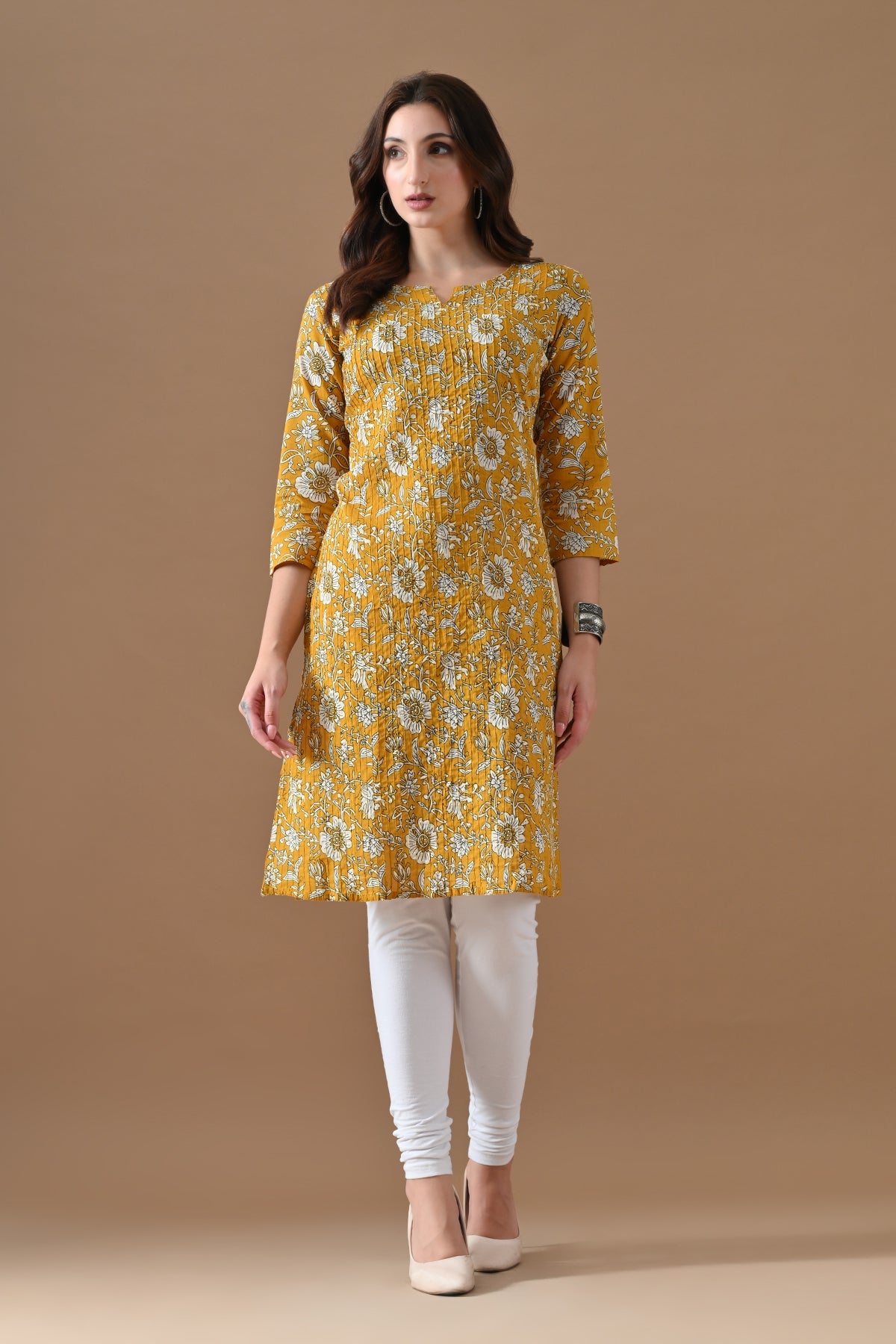 Yellow Printed Kurta