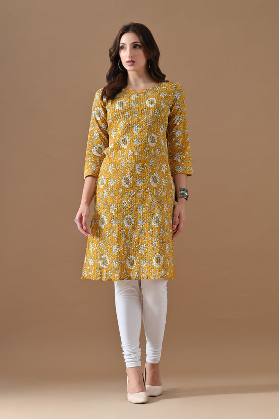Yellow Printed Kurta