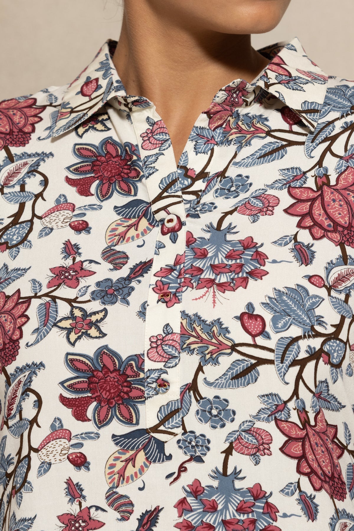 Cream Floral Printed Top