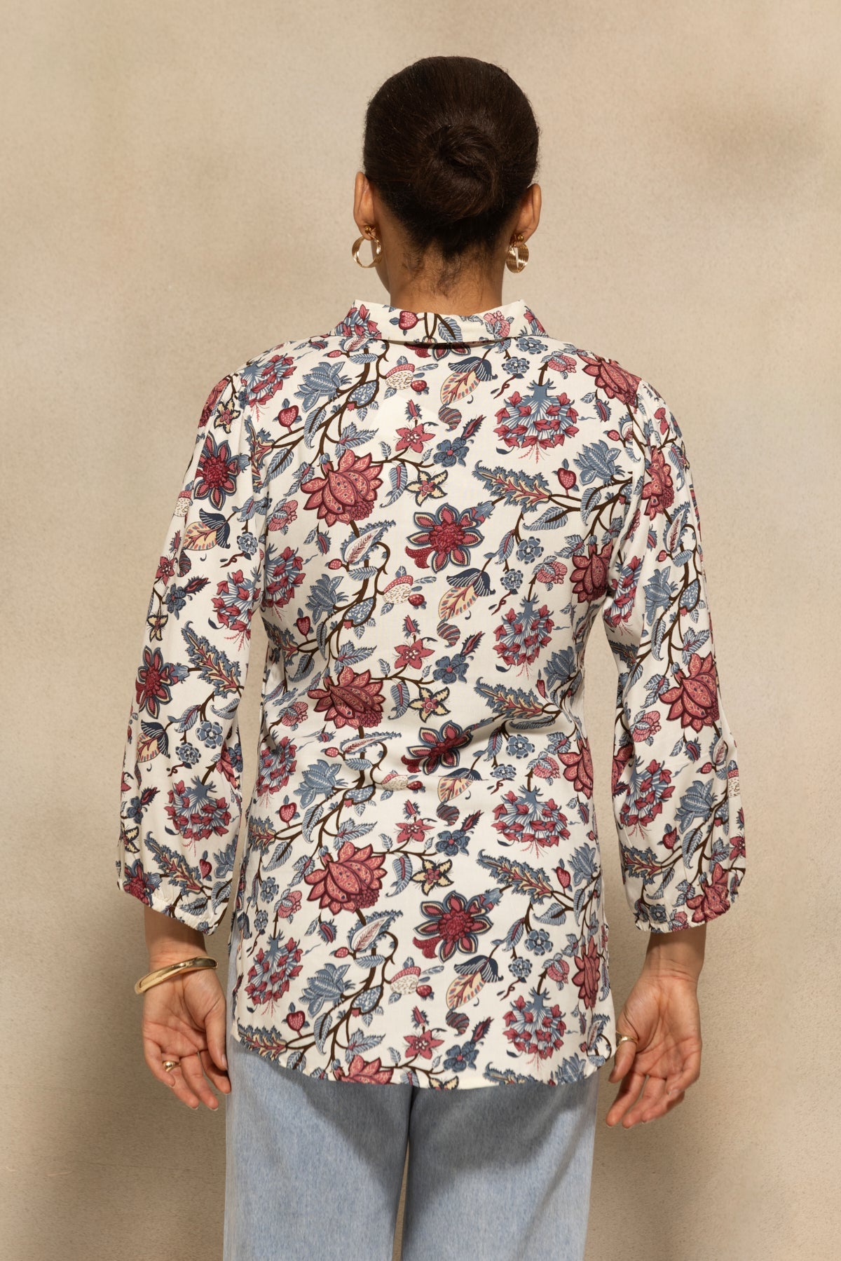 Cream Floral Printed Top