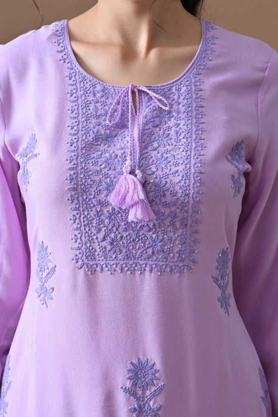 Purple Embroidered Kurta