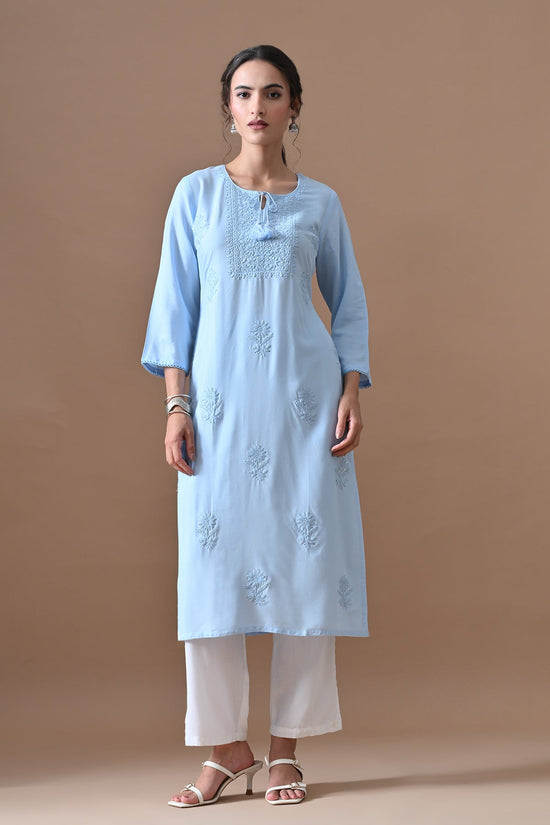 Light Blue Embroidered Kurta