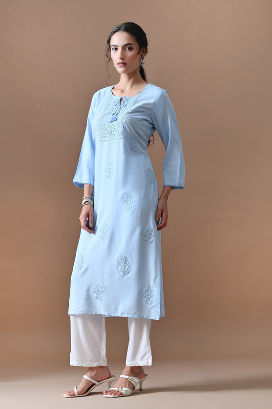 Light Blue Embroidered Kurta
