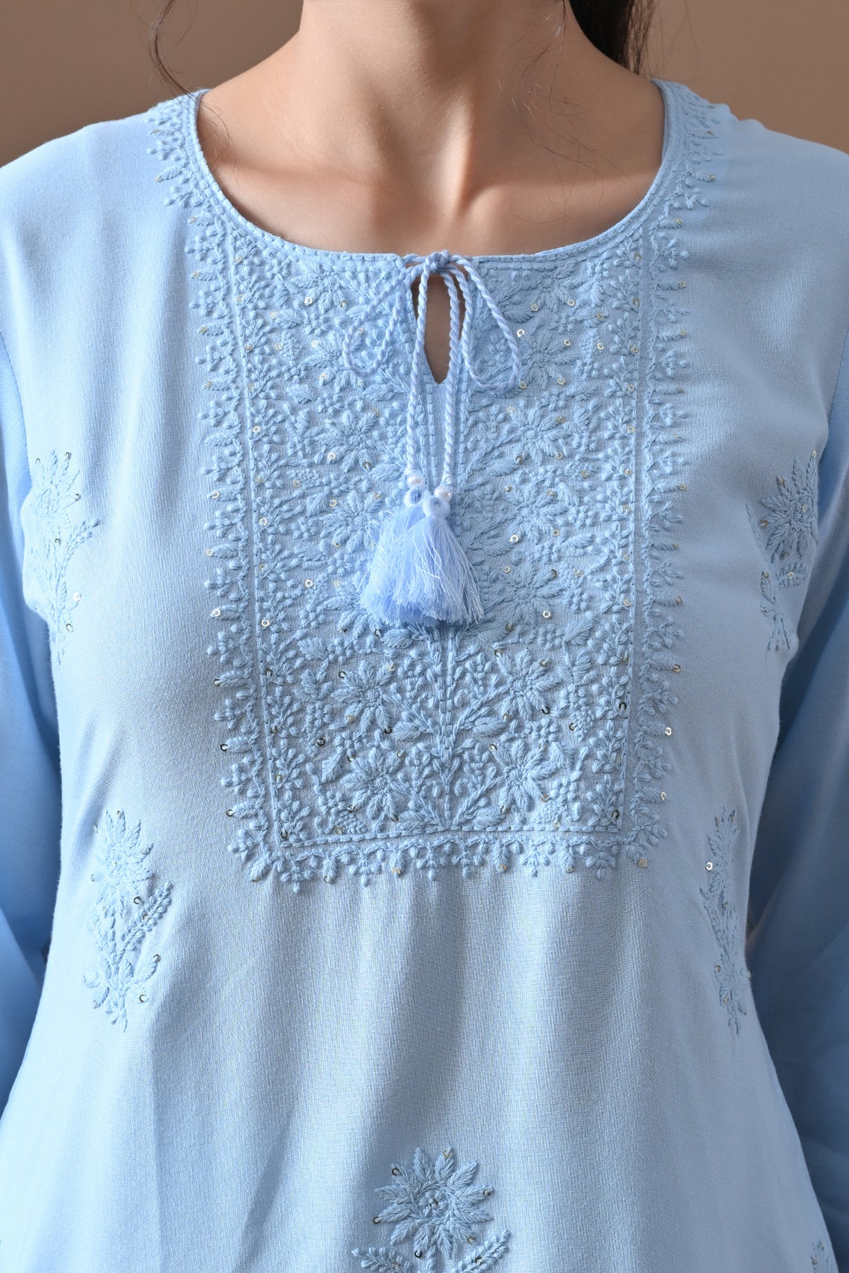 Light Blue Embroidered Kurta