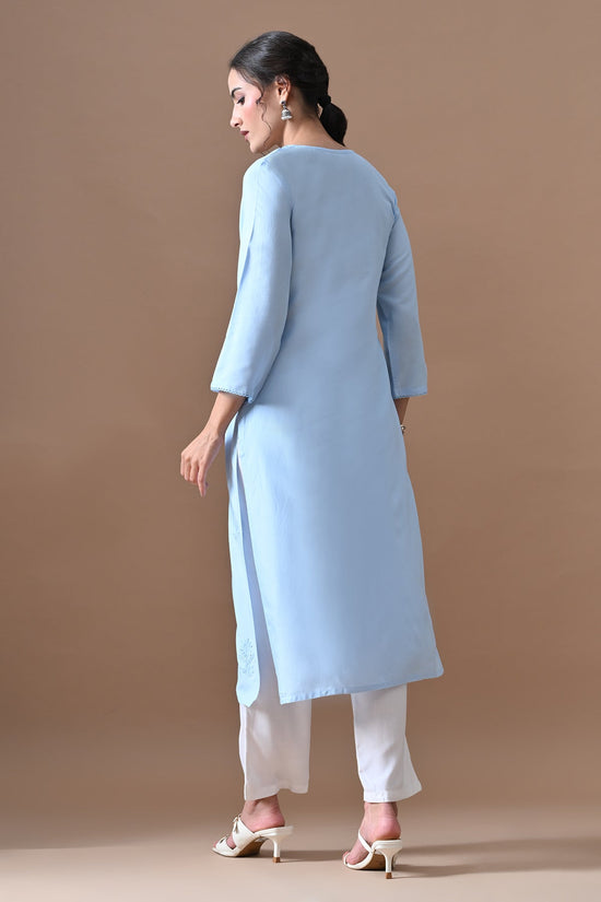 Light Blue Embroidered Kurta