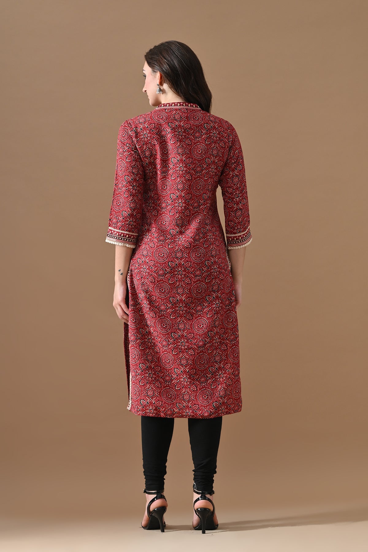 Maroon Printed Kurta 2 Pcs Set