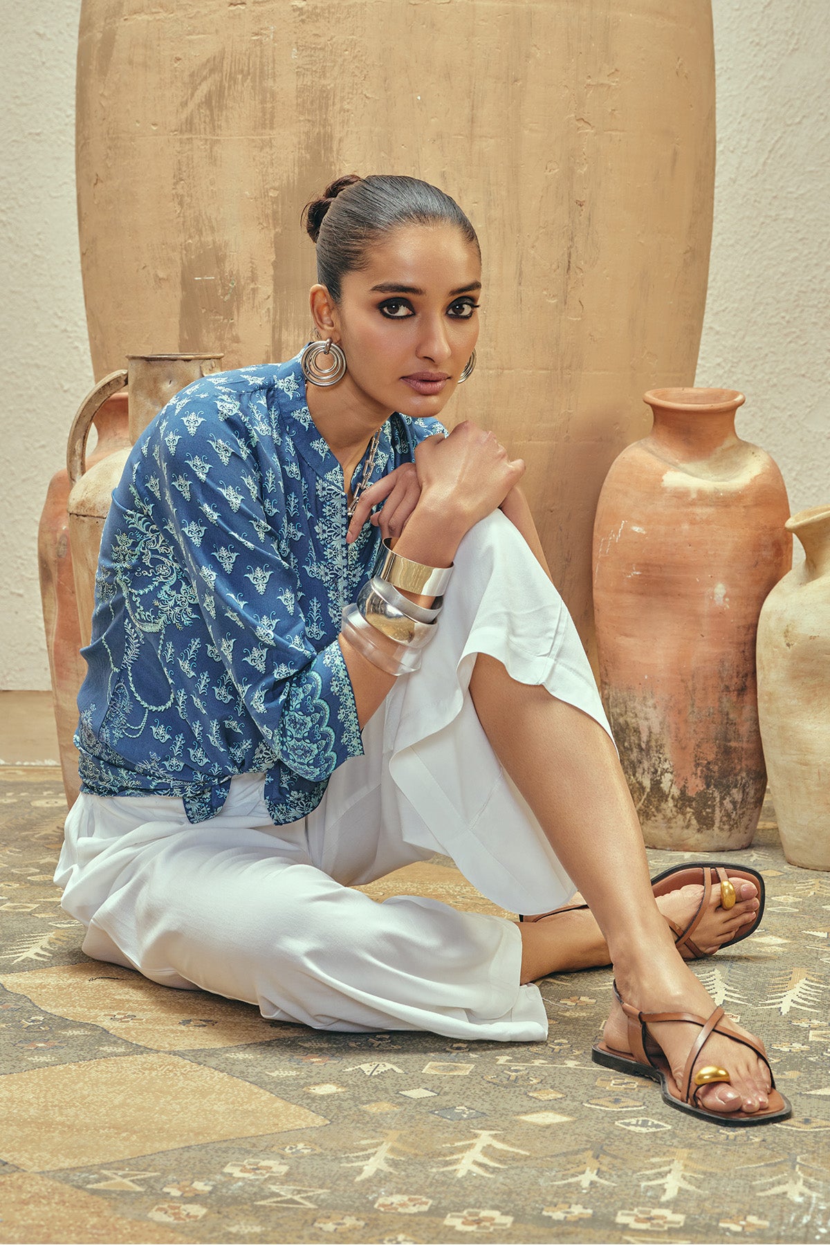 Blue Printed Top