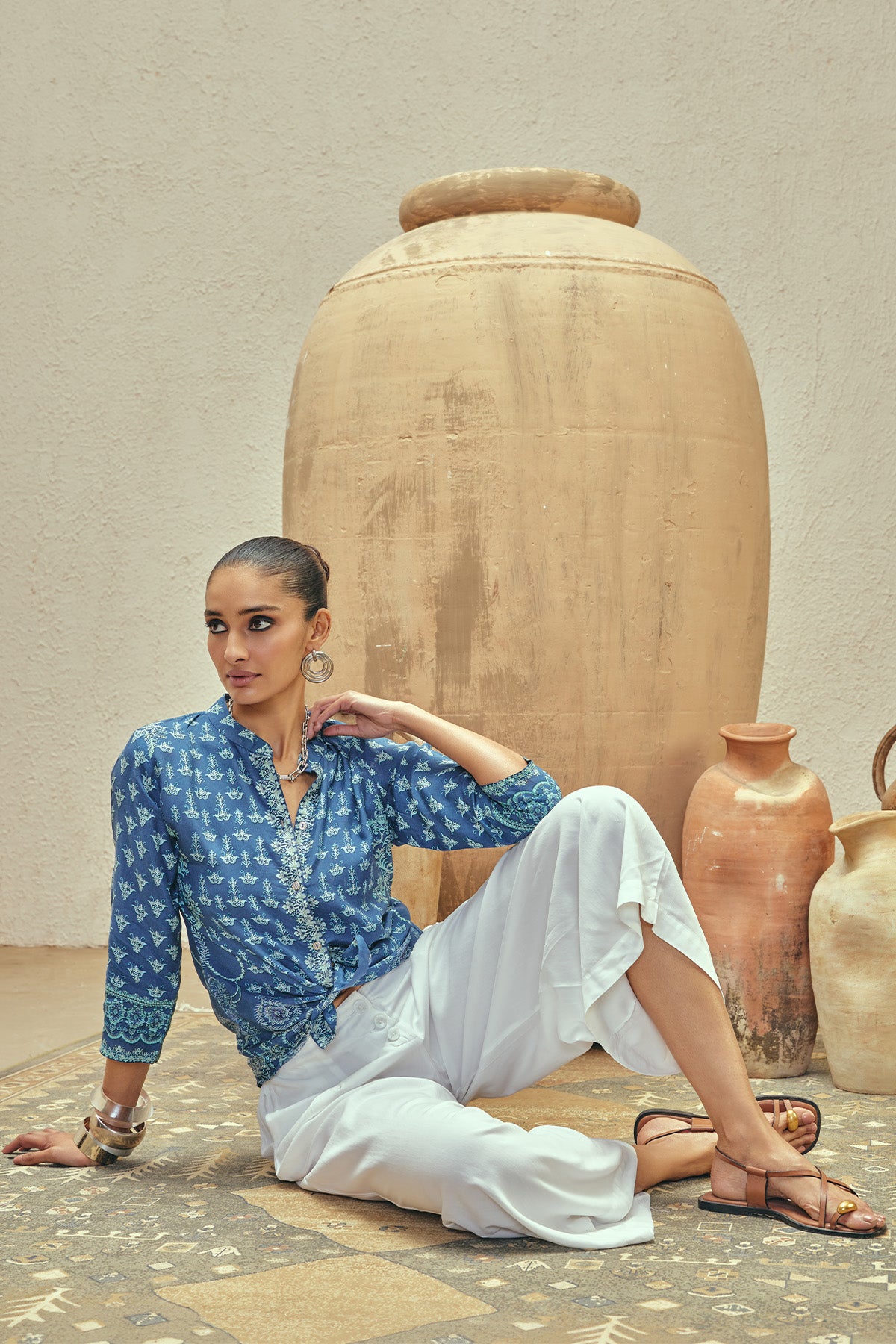 Blue Printed Top