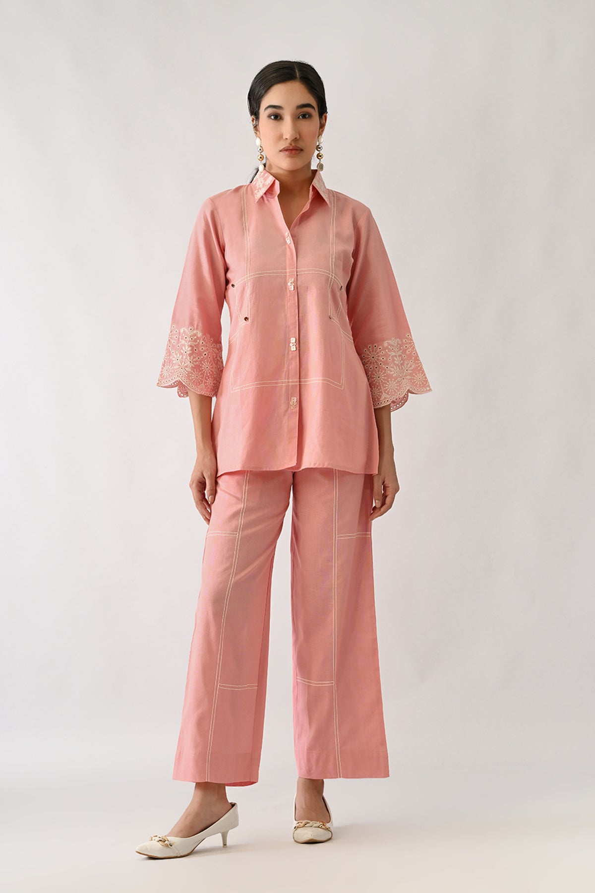Pink Embroidered Co-Ord Set