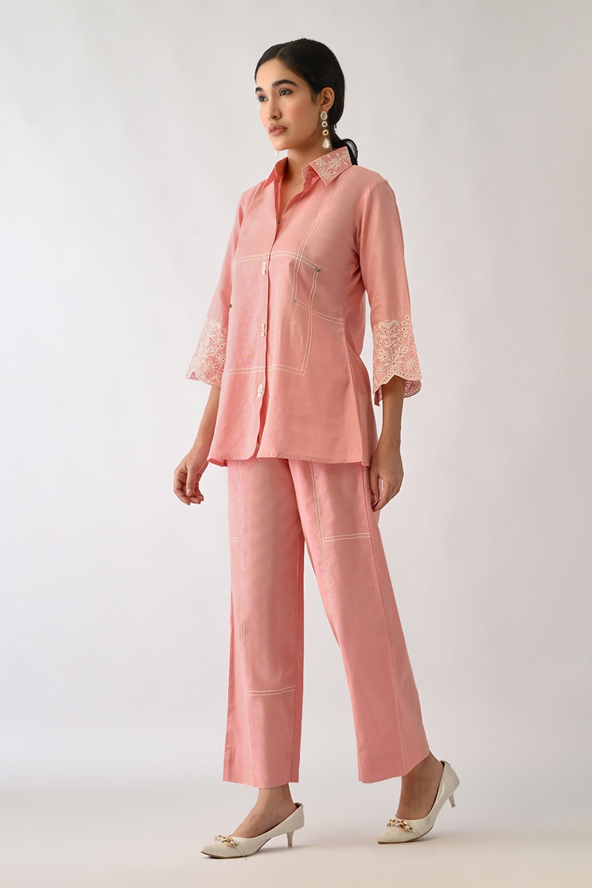 Pink Embroidered Co-Ord Set