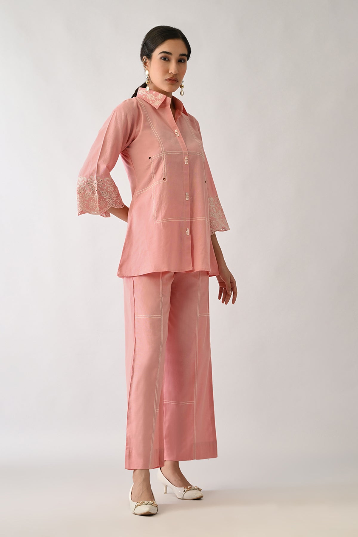 Pink Embroidered Co-Ord Set