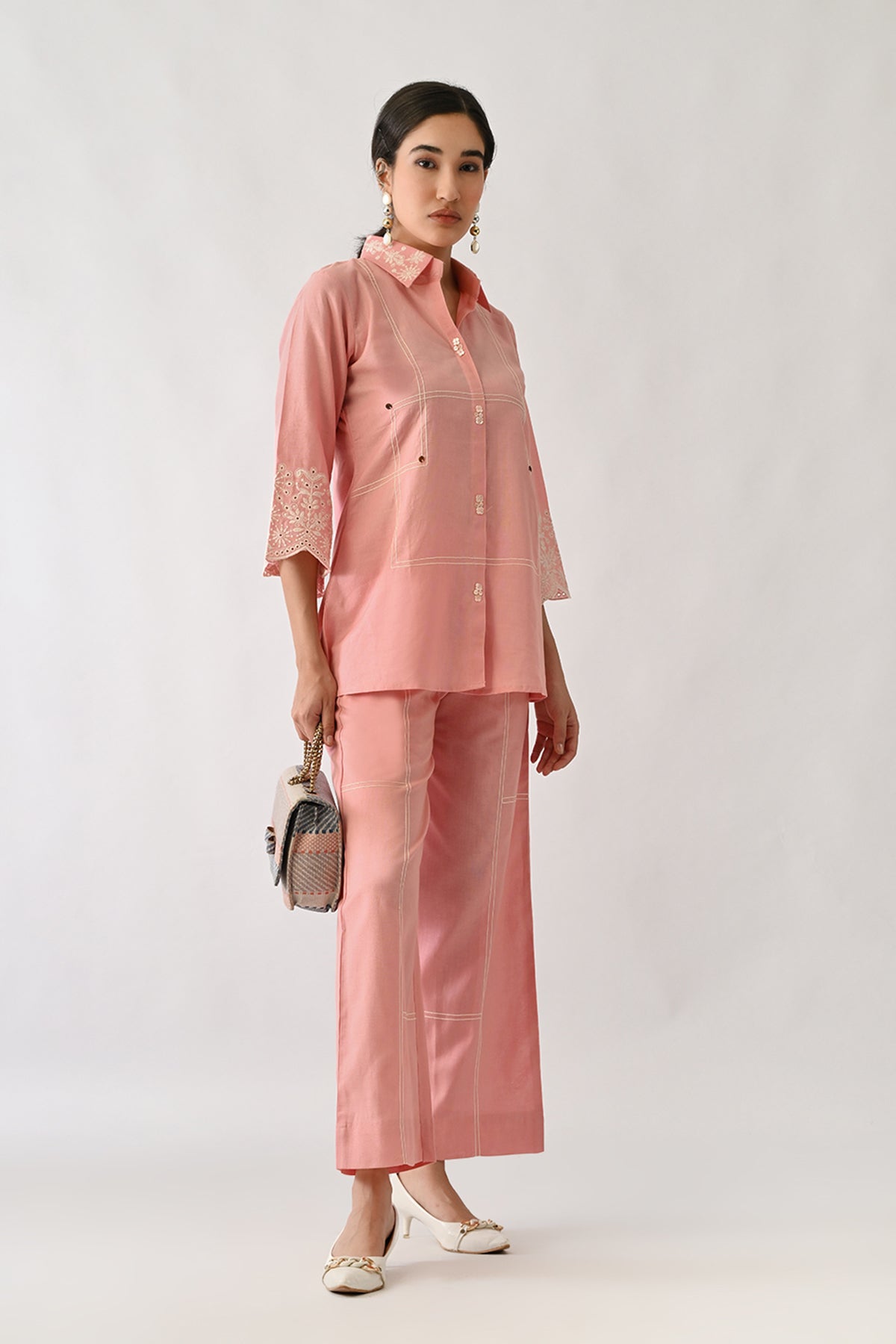 Pink Embroidered Co-Ord Set