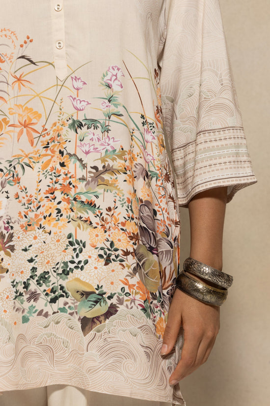 Cream Printed Kurta 2 Pcs Set