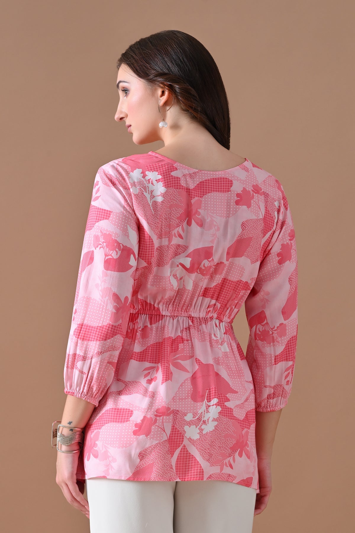 Pink Printed Flared Top