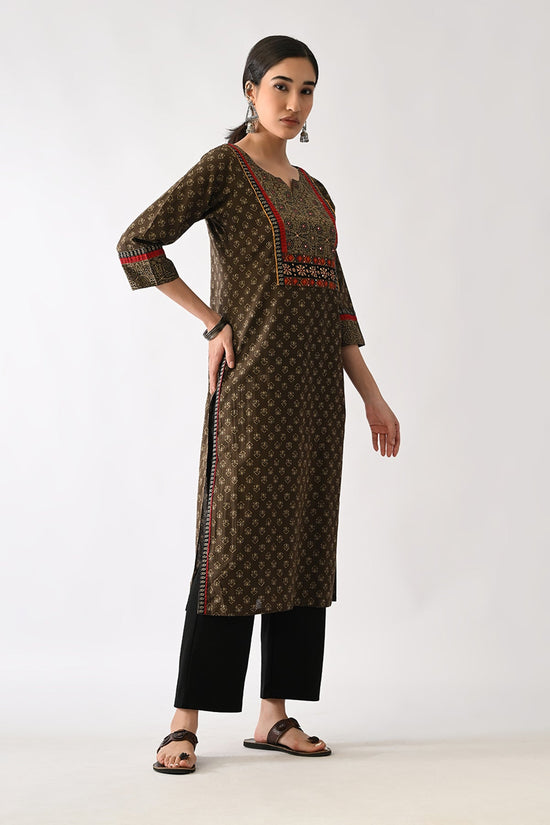 Brown Printed Kurta