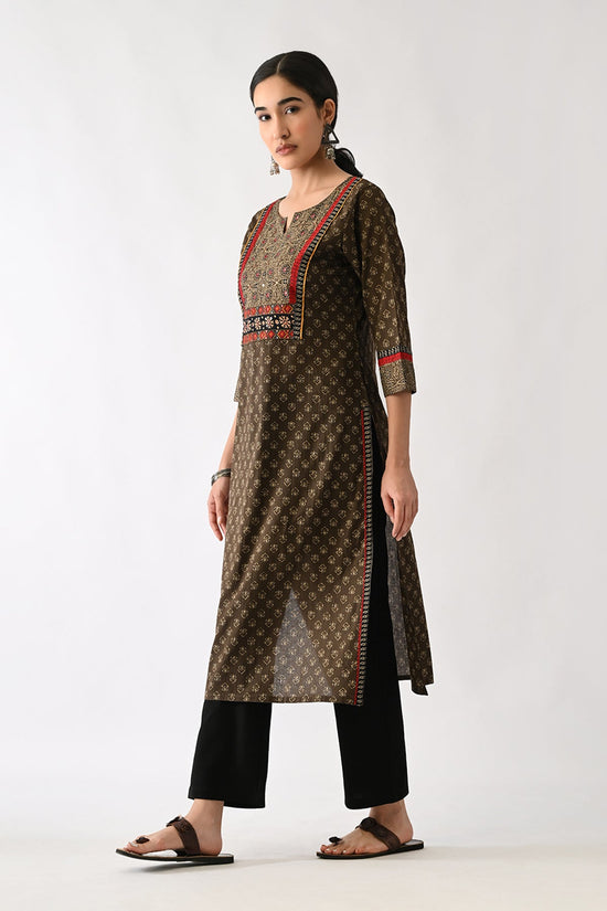 Brown Printed Kurta