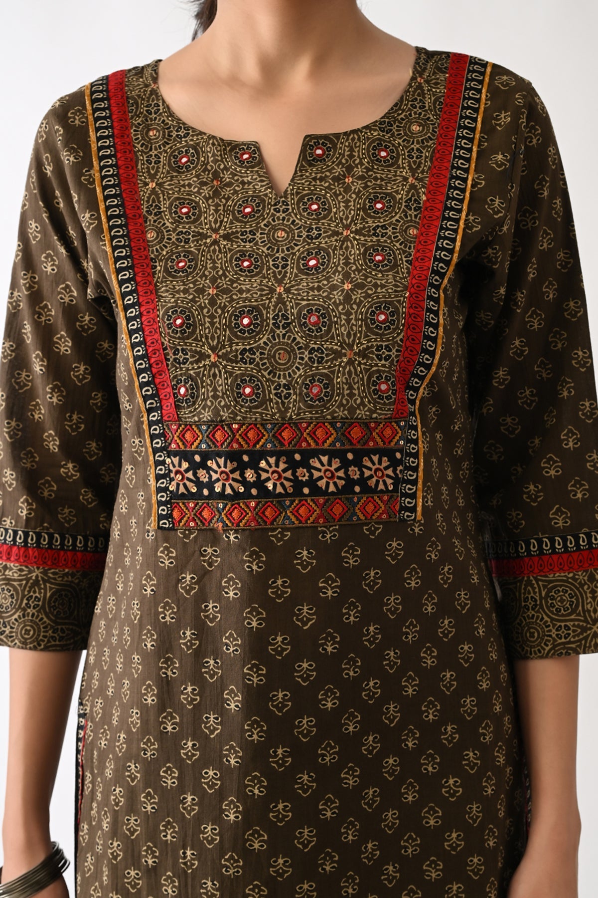 Brown Printed Kurta
