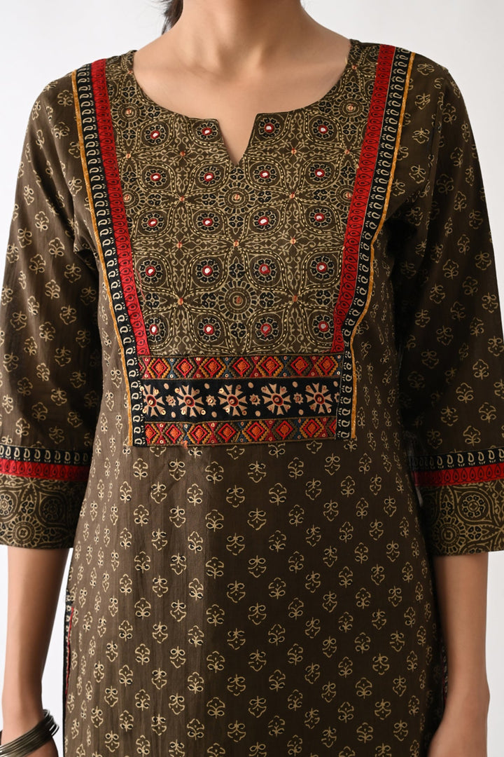 Brown Printed Kurta