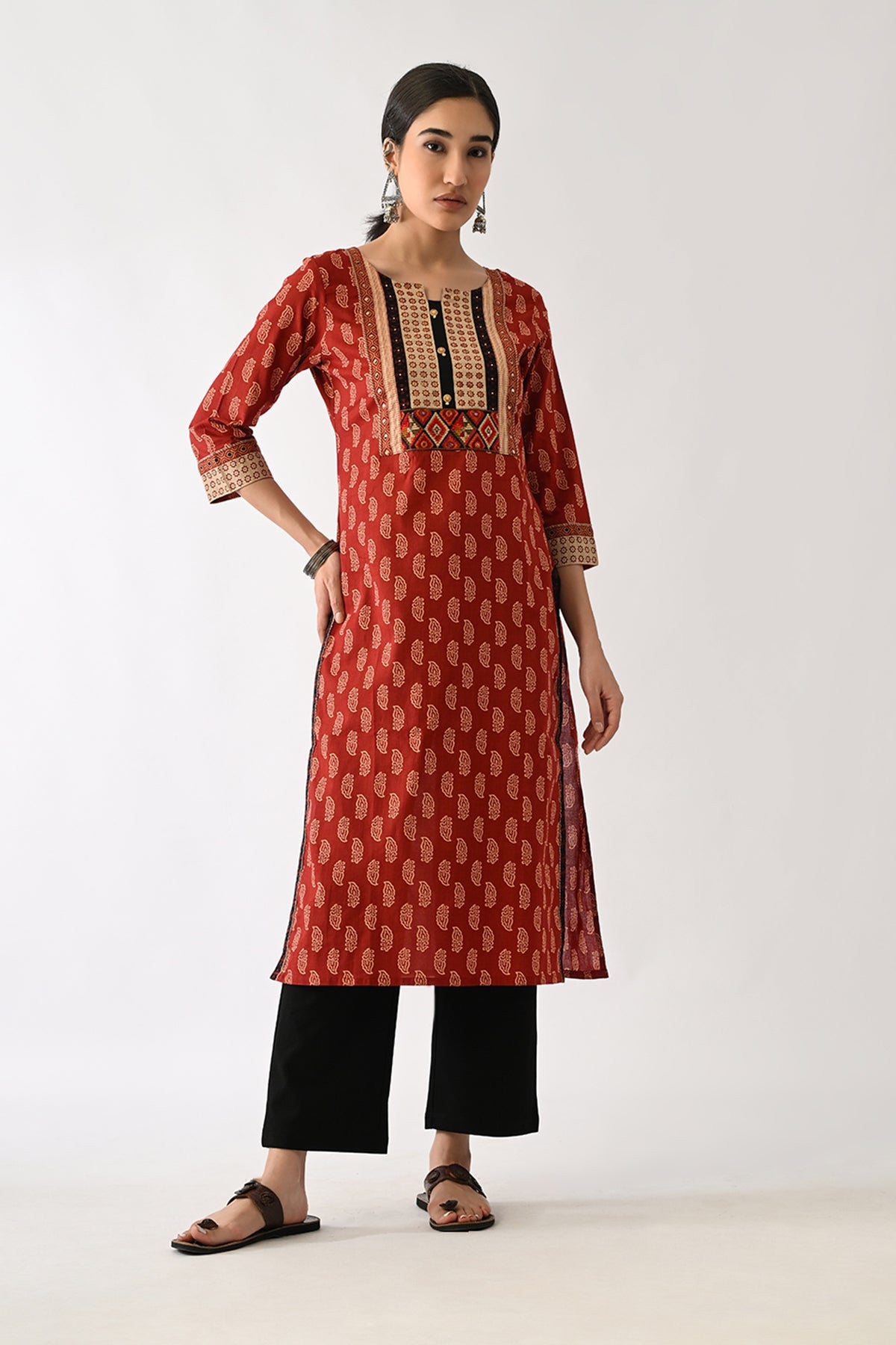 Rust Printed Kurta