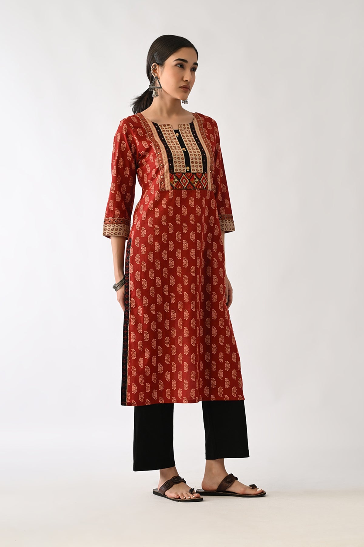 Rust Printed Kurta