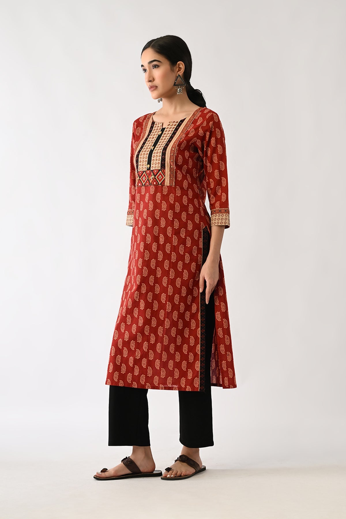 Rust Printed Kurta