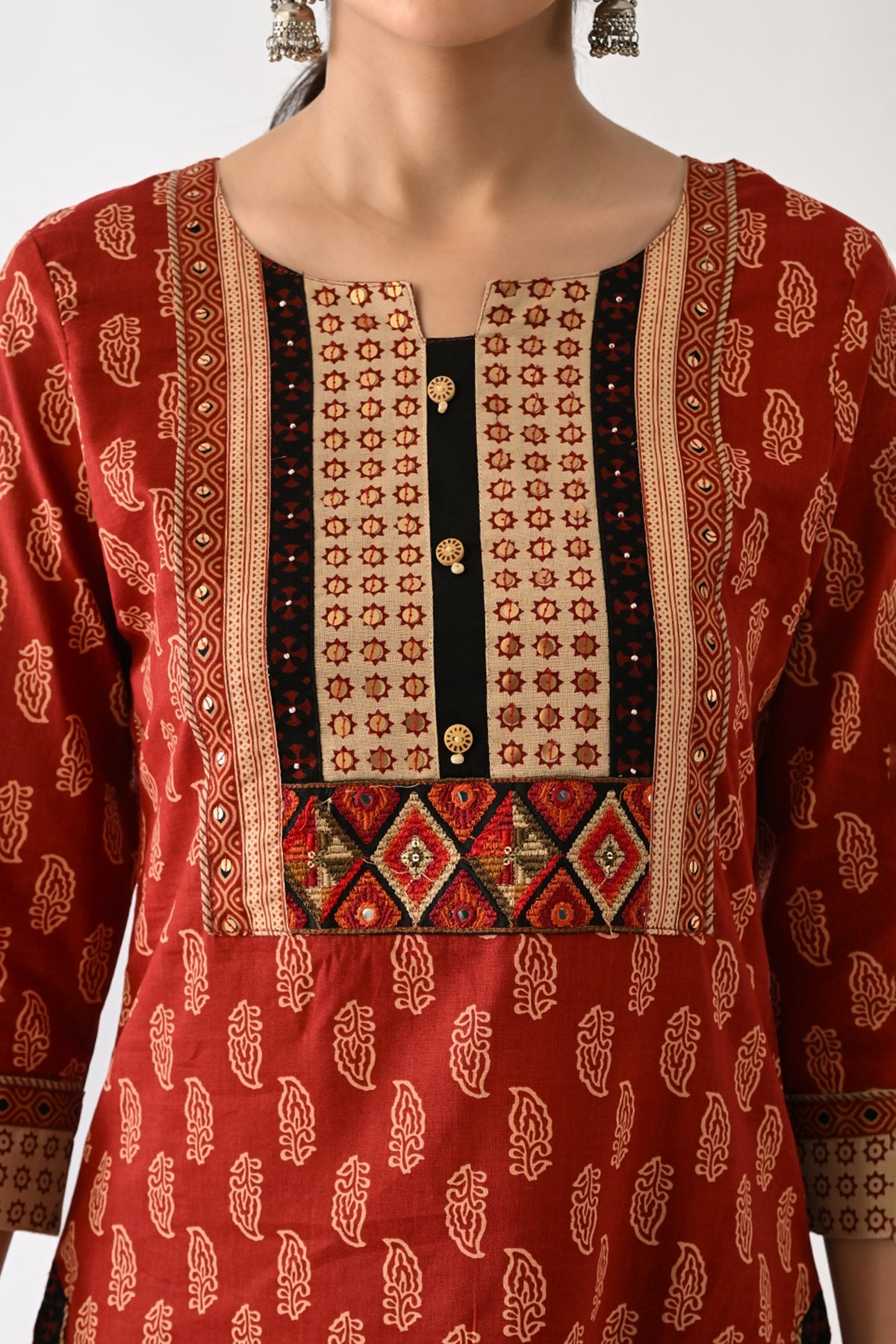 Rust Printed Kurta