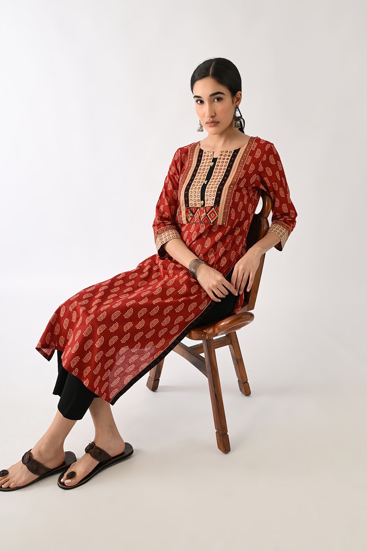 Rust Printed Kurta
