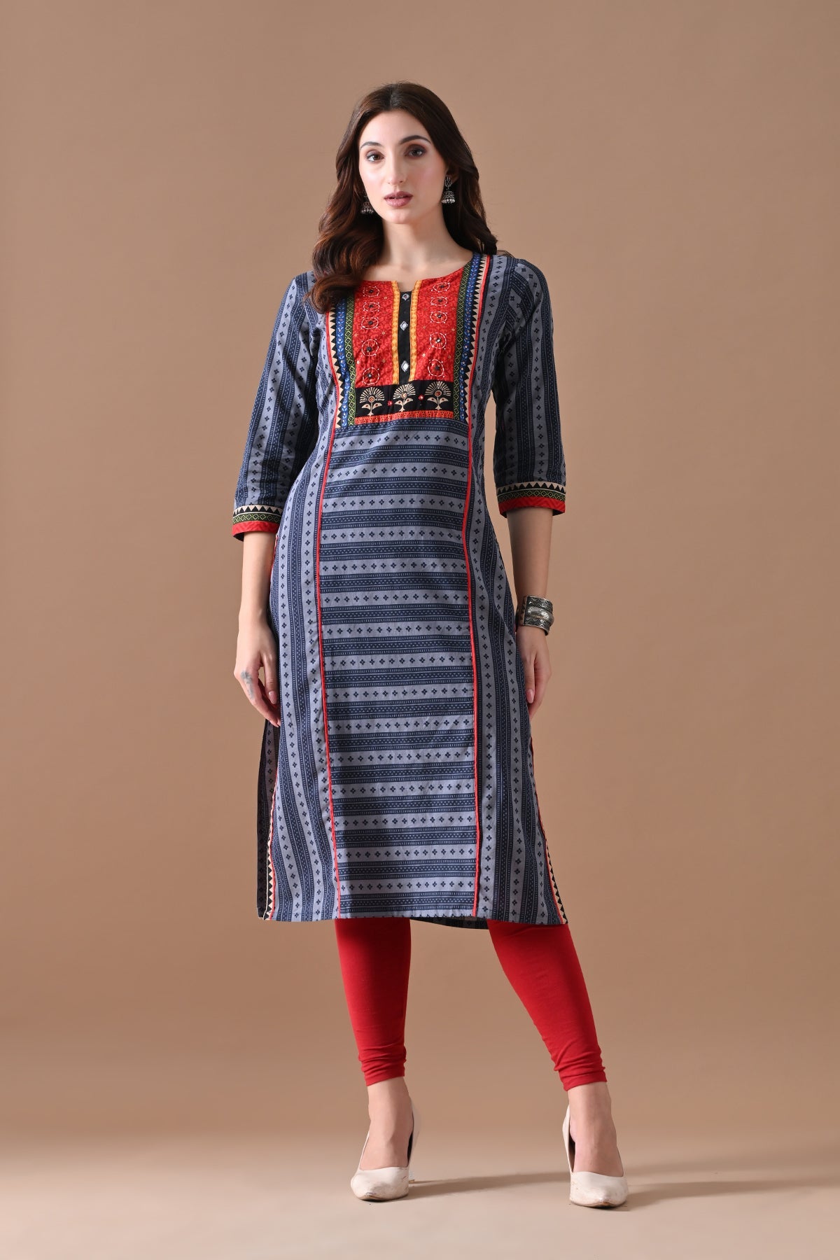 Grey Printed Kurta