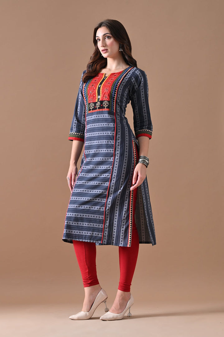 Grey Printed Kurta