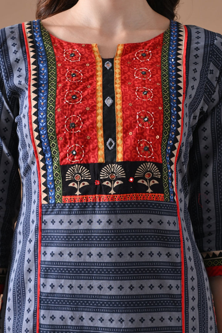 Grey Printed Kurta