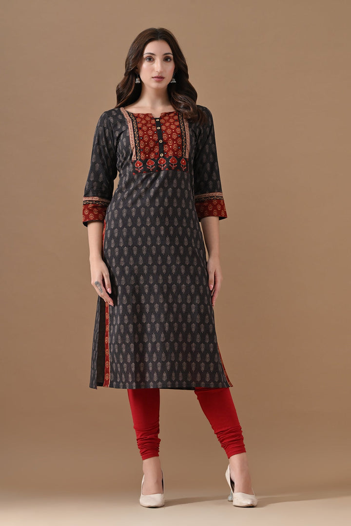 Black Printed Kurta