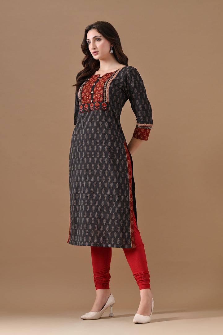 Black Printed Kurta